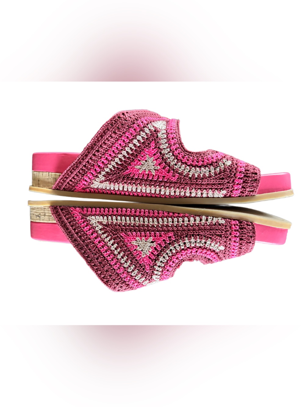 Dolce Vita Hot Pink Crochet Double-Buckle Slide Mules - Picture 6 of 7